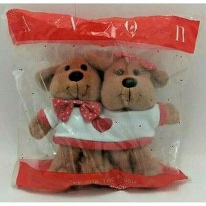 "Tee for Two Plush" Puppies Sharing a Heart T-shirt Avon The Gift Collection New